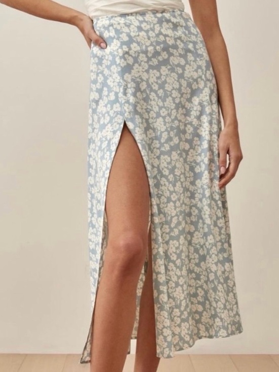 Reformation Dresses & Skirts - Reformation Women's Light Blue Floral Slip Skirt